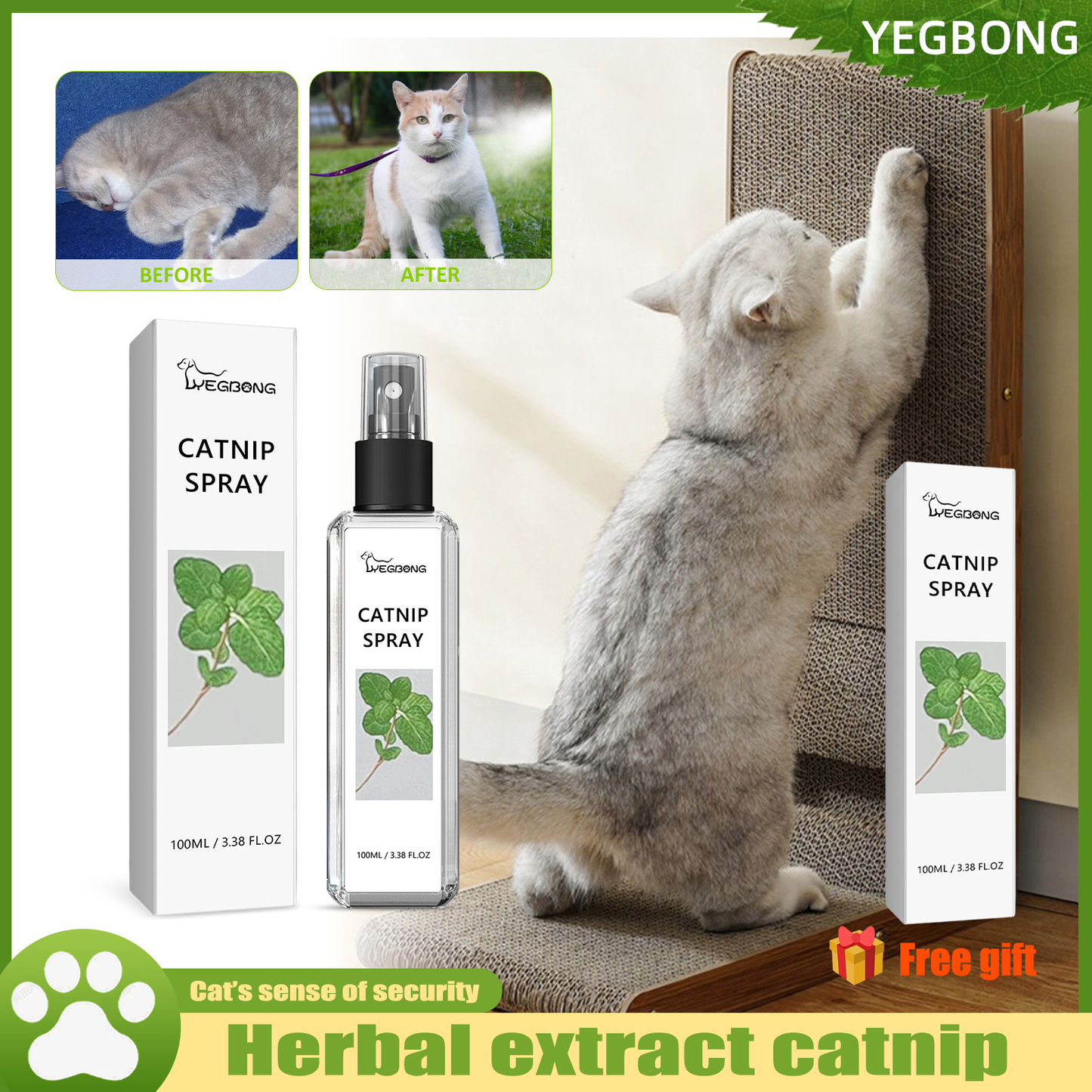 🔥Big Sale 49% OFF - YEGBONG™ Botanical Herbal Catnip Spray -Buy 2 Get 1 free🔥