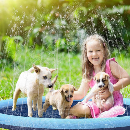 Splash Sprinkler Pad for Dogs, 1.7m Anti-Slip with Sprinkler, Pet Outdoor Play Water Mat Toys for Dogs Cats ﻿