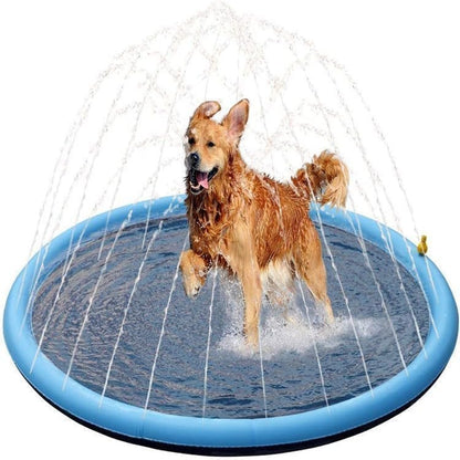 Splash Sprinkler Pad for Dogs, 1.7m Anti-Slip with Sprinkler, Pet Outdoor Play Water Mat Toys for Dogs Cats ﻿