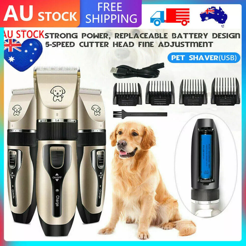 HQPET Cat Dog Pet Clippers Hair Electric Clipper Grooming Trimmer Shaver Cordless Kit