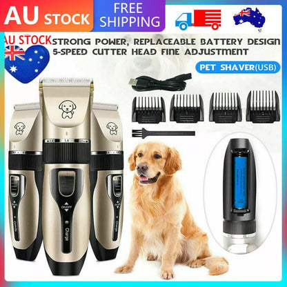 HQPET Cat Dog Pet Clippers Hair Electric Clipper Grooming Trimmer Shaver Cordless Kit