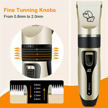 HQPET Cat Dog Pet Clippers Hair Electric Clipper Grooming Trimmer Shaver Cordless Kit