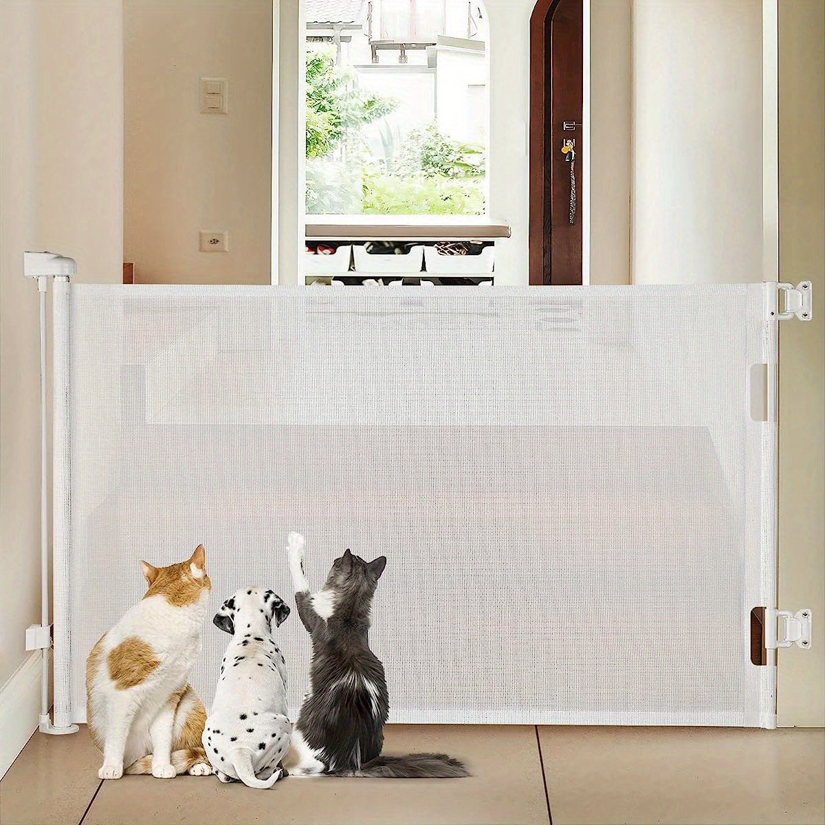 Barrière de sécurité rétractable pour bébés et animaux de compagnie