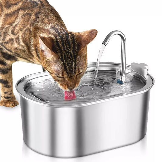 304 Stainless Steel Water Fountain Pet Dog Cat Drinking Dispenser Filter Feeder