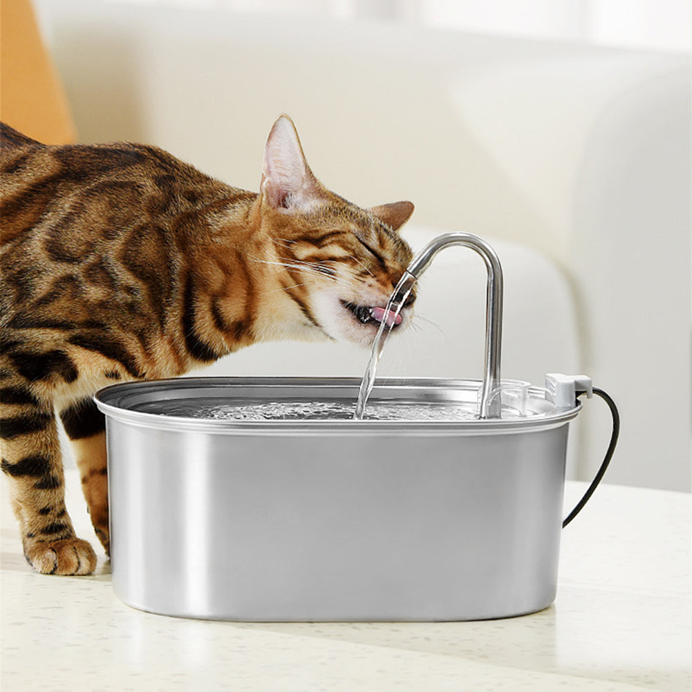 304 Stainless Steel Water Fountain Pet Dog Cat Drinking Dispenser Filter Feeder