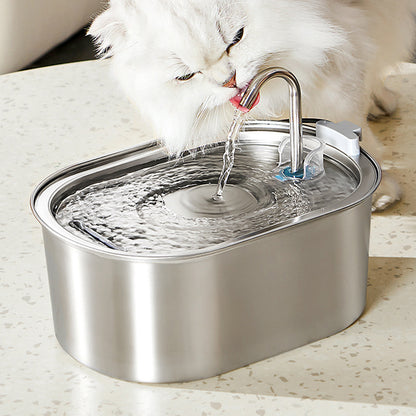 304 Stainless Steel Water Fountain Pet Dog Cat Drinking Dispenser Filter Feeder