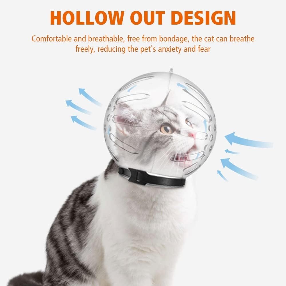 Pet Muzzle Breathable Transparent, Pet Hood Cover Adjustable Pet Hood for Cat & Dog Anti-bite