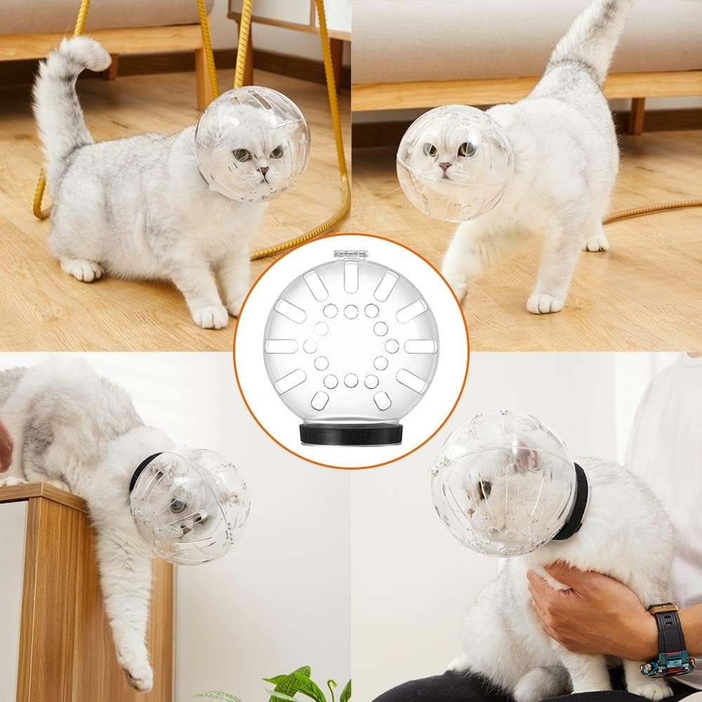 Pet Muzzle Breathable Transparent, Pet Hood Cover Adjustable Pet Hood for Cat & Dog Anti-bite