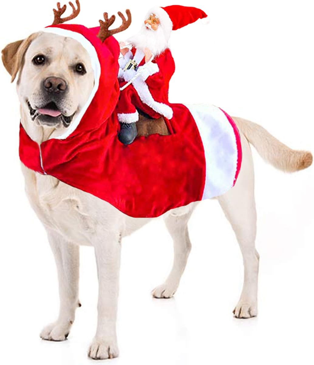 Costumes de Cosplay pour animaux de compagnie, équitation du père noël, déguisement de fête pour chiens et chats