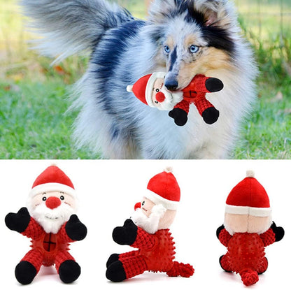 Christmas Squeaky Dog Toys, Durable Rubber Dog Chew Bite Toy,Stuffed Toys