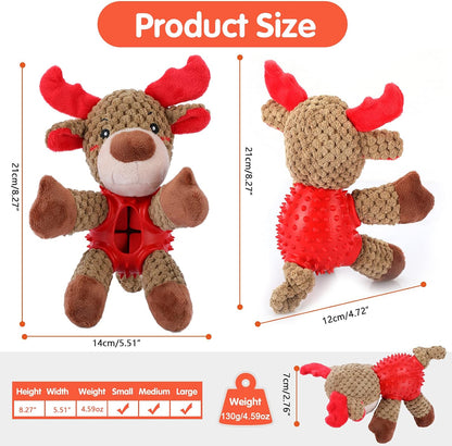 Christmas Squeaky Dog Toys, Durable Rubber Dog Chew Bite Toy,Stuffed Toys