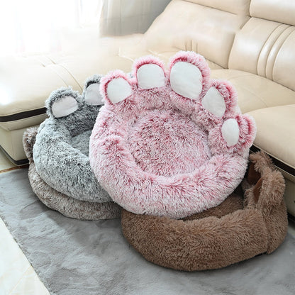 Pet Round Bed of Paw Shape, Calming Donut Dog