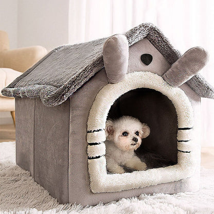 Maison de lit pour animaux de compagnie en peluche chaude et respirante