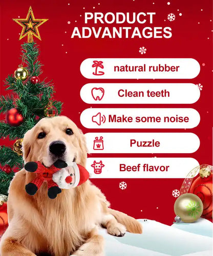 Christmas Squeaky Dog Toys, Durable Rubber Dog Chew Bite Toy,Stuffed Toys