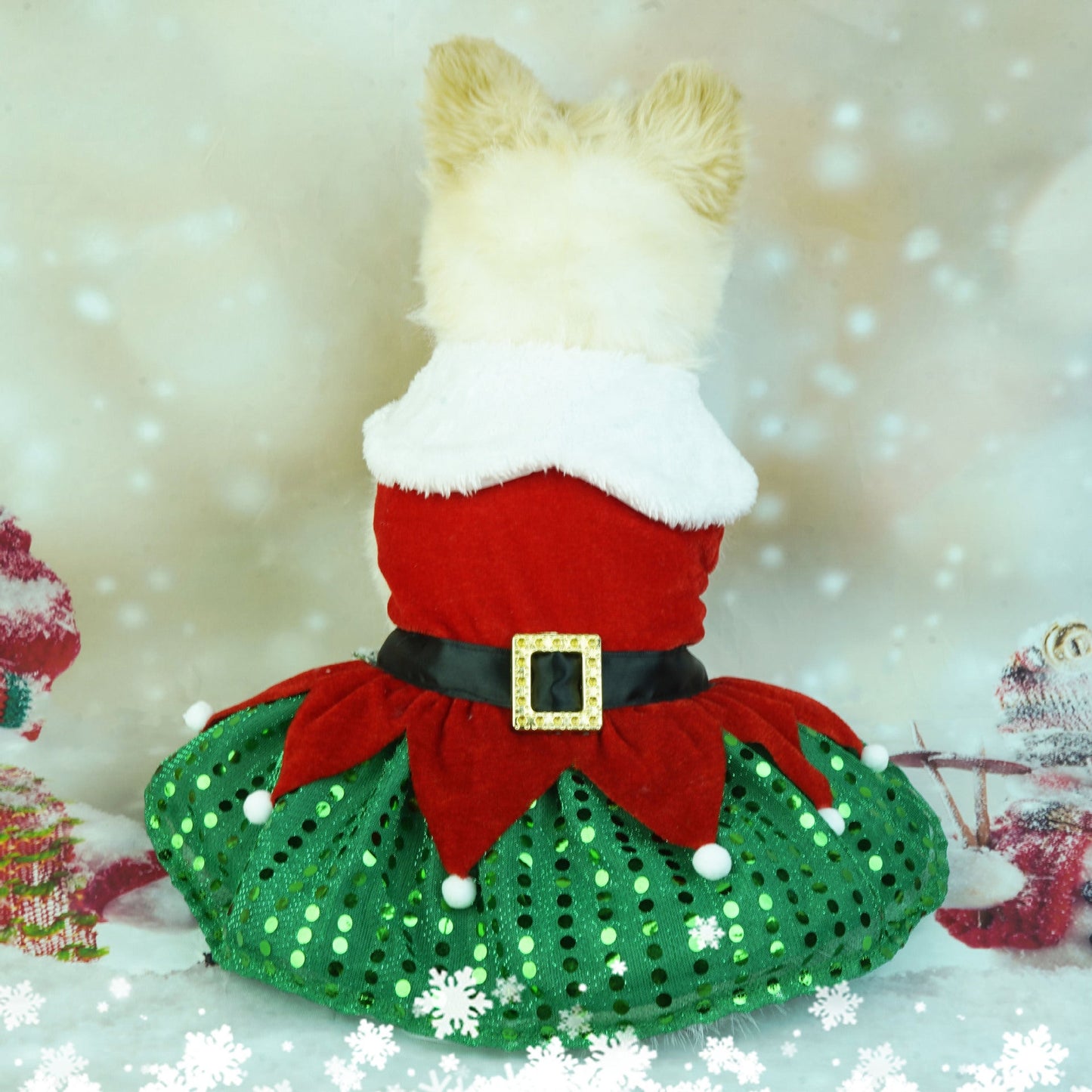 Dog Christmas Costume Puppy Dress, Outfit for Small Medium Dogs Cats (Red)