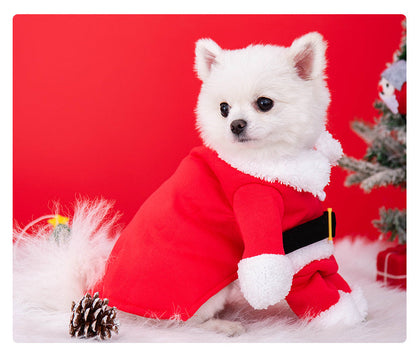 Santa Dog Costumes with Hat, Pet Dog Clothes Winter Hoodie Coat