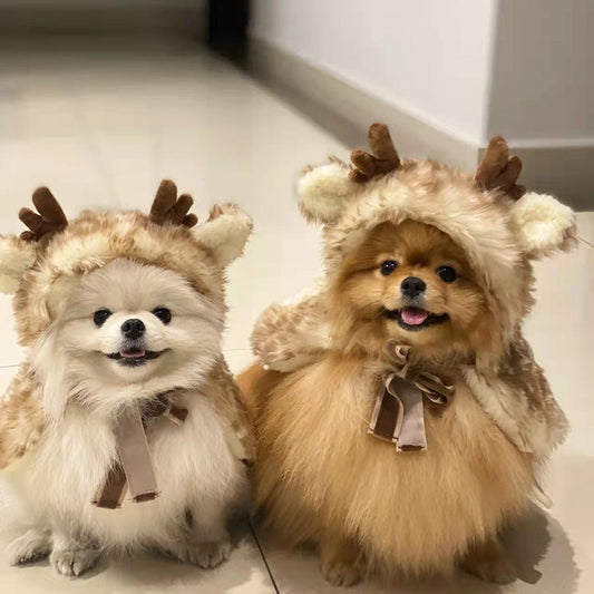 Pet Clothing Plush Elk Cape Dog & Cat Costumes