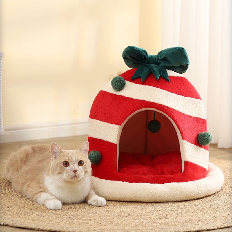 Christma Cat Bed House, Cat Cave with Removable Washable Cushioned Pillow, Dog ,Rabbit