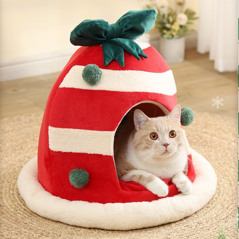 Christma Cat Bed House, Cat Cave with Removable Washable Cushioned Pillow, Dog ,Rabbit