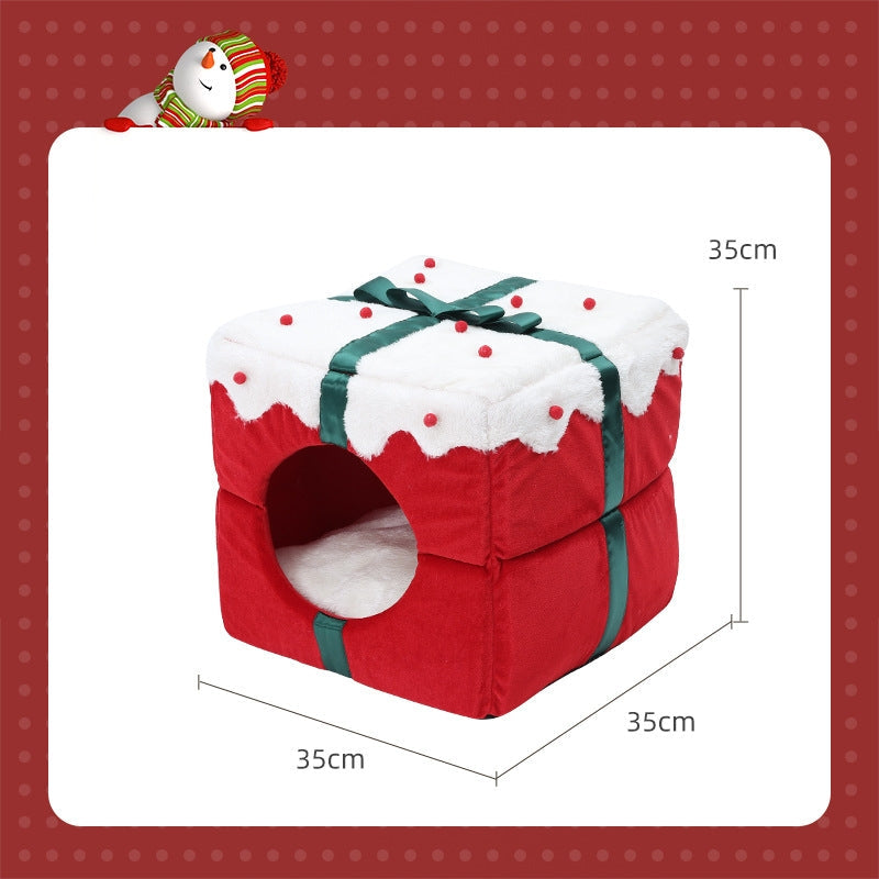 Christma Cat Bed House, Cat Cave with Removable Washable Cushioned Pillow, Dog ,Rabbit