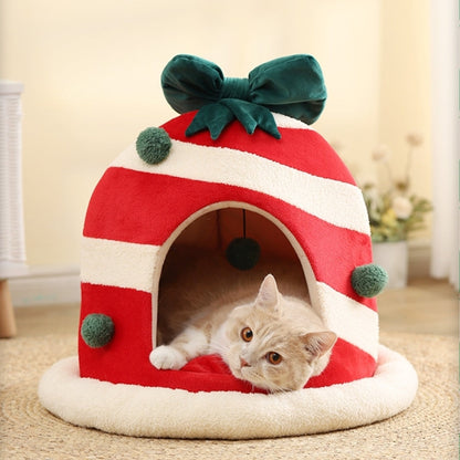 Christma Cat Bed House, Cat Cave with Removable Washable Cushioned Pillow, Dog ,Rabbit