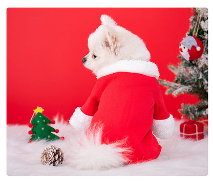 Santa Dog Costumes with Hat, Pet Dog Clothes Winter Hoodie Coat