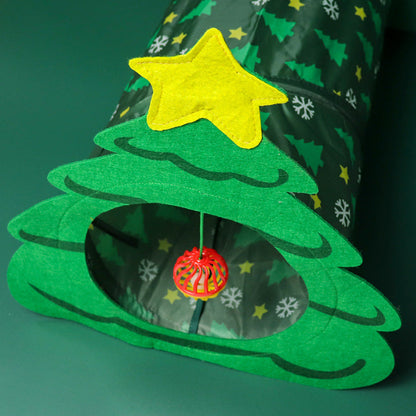 Interactive Christmas Cat Toys，Collapsible Cat Tunnels