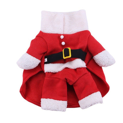 Santa Dog Costumes with Hat, Pet Dog Clothes Winter Hoodie Coat