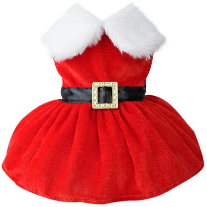 Dog Christmas Costume Puppy Dress, Outfit for Small Medium Dogs Cats (Red)