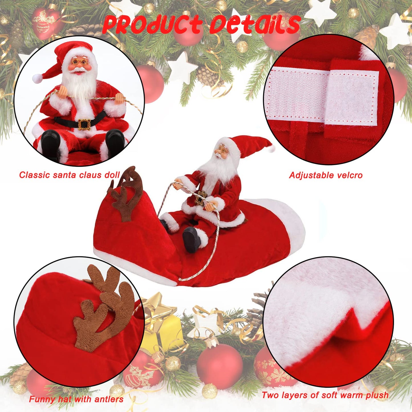 Santa Claus Riding Pet Cosplay Costumes Party Dressing up Dogs Cats