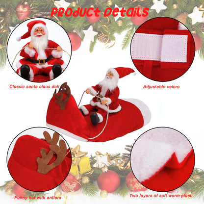 Santa Claus Riding Pet Cosplay Costumes Party Dressing up Dogs Cats