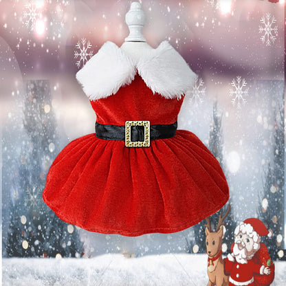 Dog Christmas Costume Puppy Dress, Outfit for Small Medium Dogs Cats (Red)