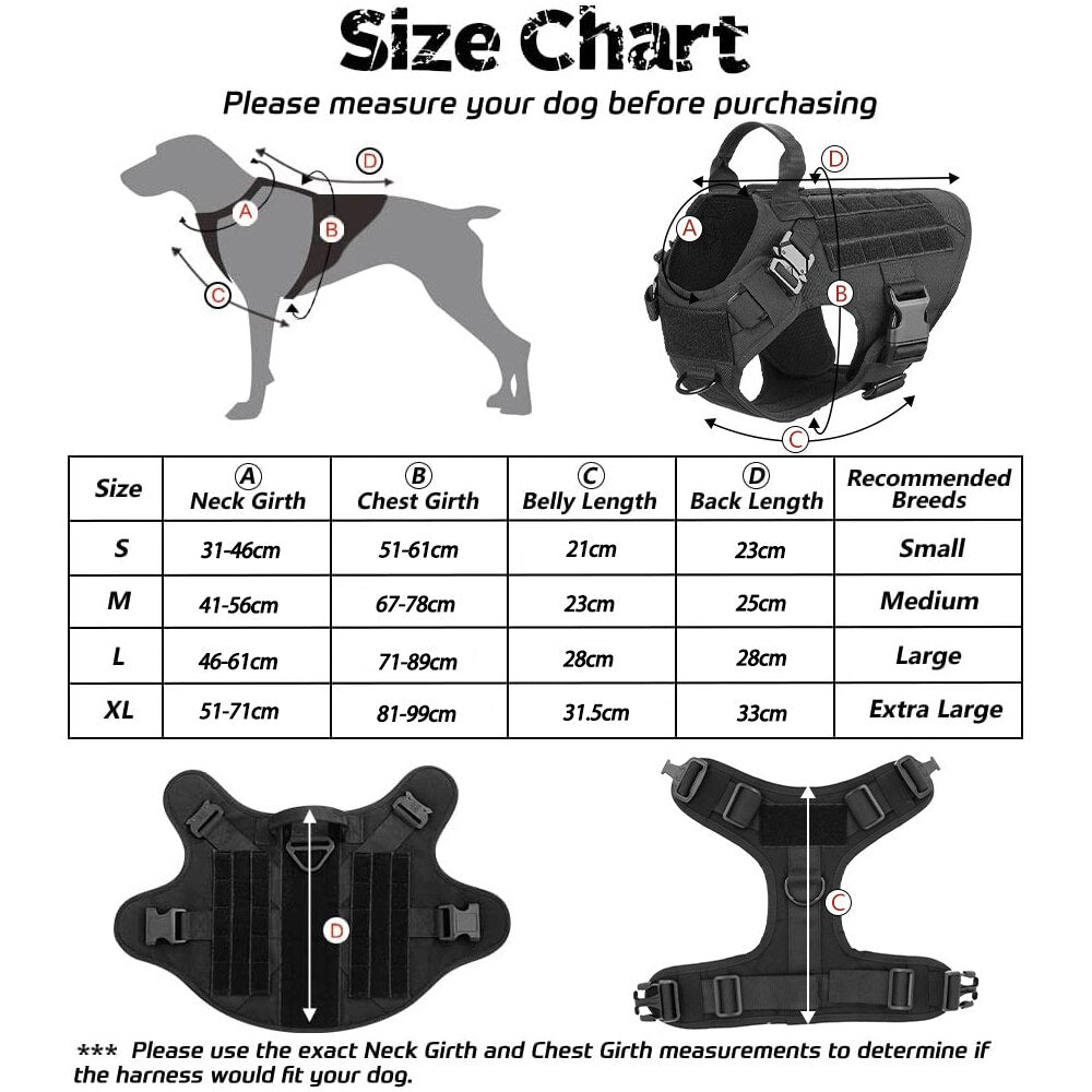 Tactical Military Dog Harness for Large Dogs