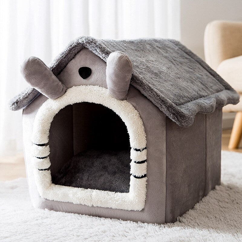 Maison de lit pour animaux de compagnie en peluche chaude et respirante