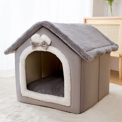 Maison de lit pour animaux de compagnie en peluche chaude et respirante